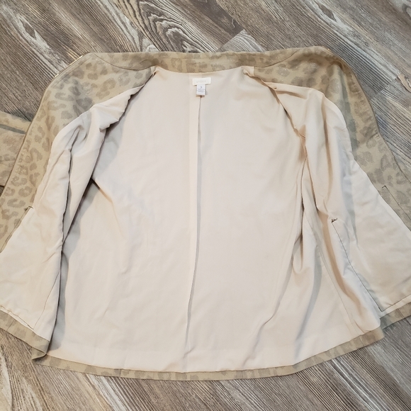 Chicos Womens 3 XL Leopard Full Zip Jacket Cotton Linen Beige Musturd Metallic - Picture 7 of 10